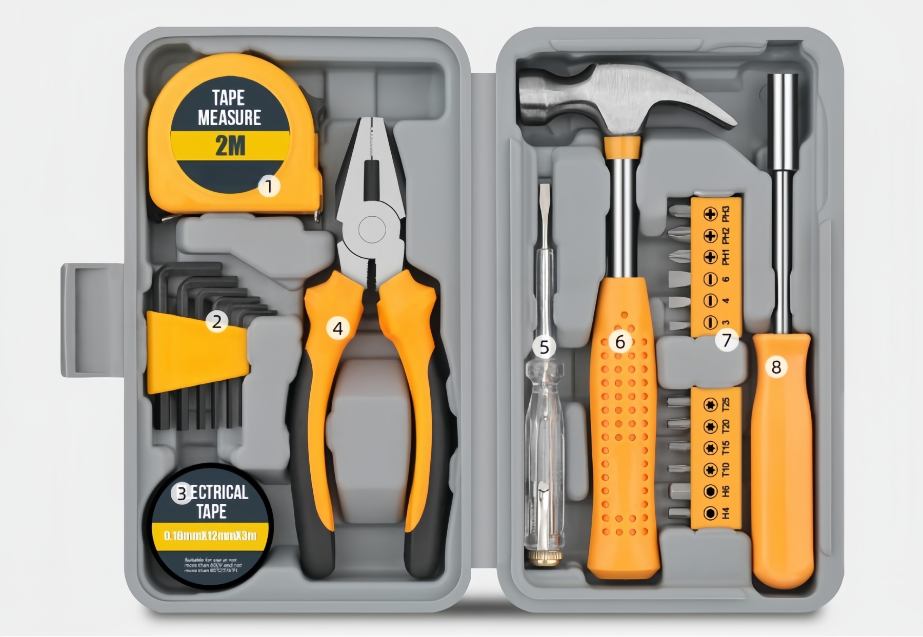 🧰 24dílná sada nářadí pro domácí kutily pro domácnost, kancelář a garáž - Sada malých ručních nástrojů pro všeobecné opravy s úložným pouzdrem