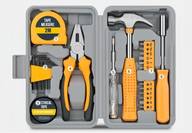 🧰 24dílná sada nářadí pro domácí kutily pro domácnost, kancelář a garáž - Sada malých ručních nástrojů pro všeobecné opravy s úložným pouzdrem