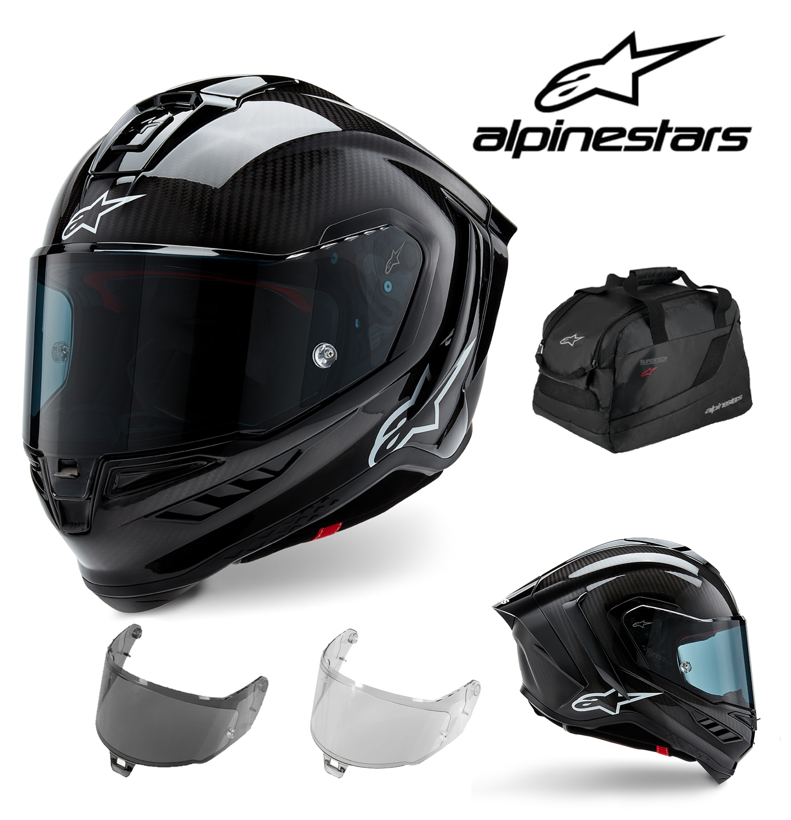 Přilba Alpinestars Supertech R10 Solid, karbonová skořepina, certifikace CE, pokročilé odvětrávání a padnutí