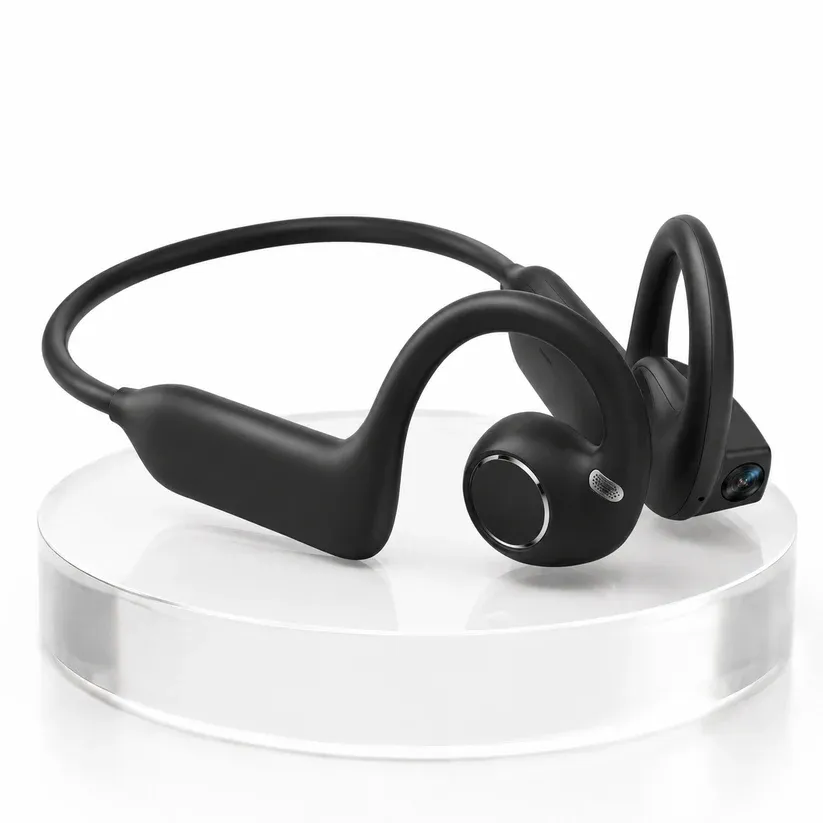 👂8MP Smart Camera Open-Ear Headset – EIS Video, AI Assistance & 12H Battery