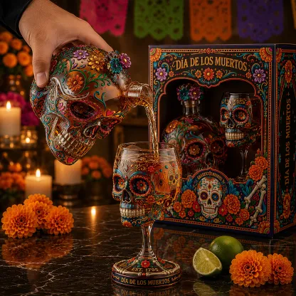 💀 Day of the Dead Skull Decanter Set™ – FREE Matching Goblet While Supplies Last💋