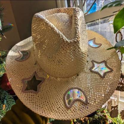 🌞Summer Hot Sale 49% OFF🤠Suncatcher Cowgirl Straw Prism Hat✨Make Rainbows Anytime, Anywhere!