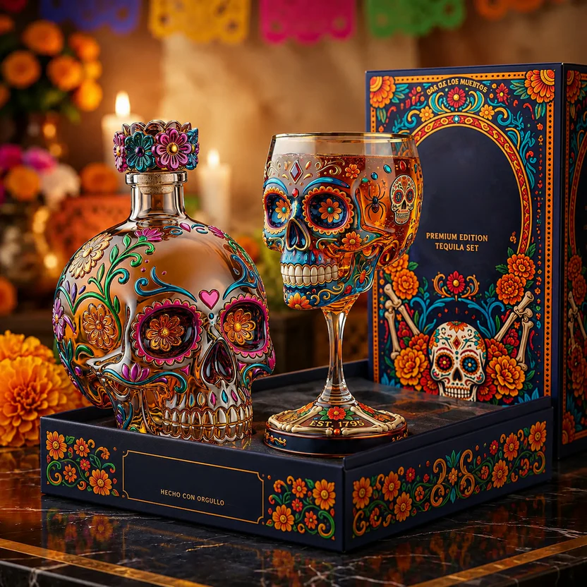 💀 Day of the Dead Skull Decanter Set™ – FREE Matching Goblet While Supplies Last💋