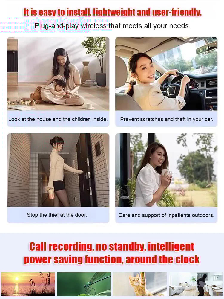 【Hidden camera HD night vision】No WI-FI or electricity required💯Tiny and installs in 1 second ⚠️Remote real-time viewing