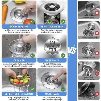 🔥LAST DAY 49% OFF-Upgraded 3 in 1 Kitchen Sink Drain Strainer