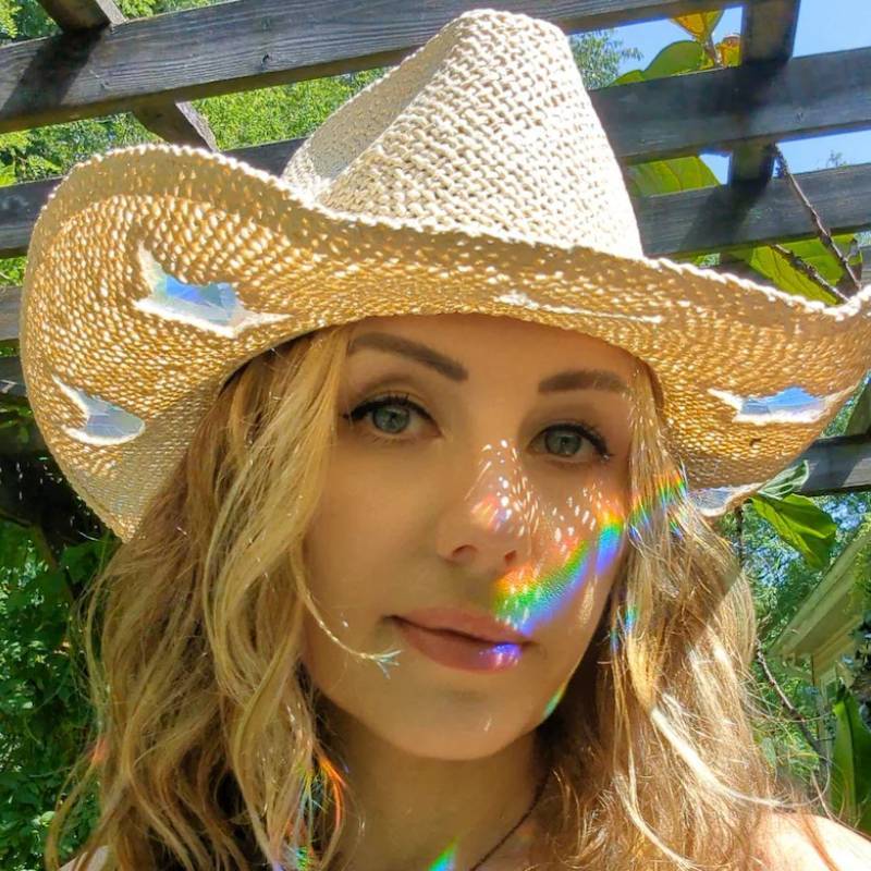 🌞Summer Hot Sale 49% OFF🤠Suncatcher Cowgirl Straw Prism Hat✨Make Rai