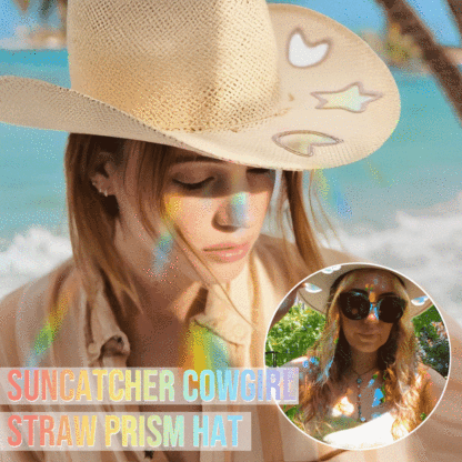 🌞Summer Hot Sale 49% OFF🤠Suncatcher Cowgirl Straw Prism Hat✨Make Rainbows Anytime, Anywhere!