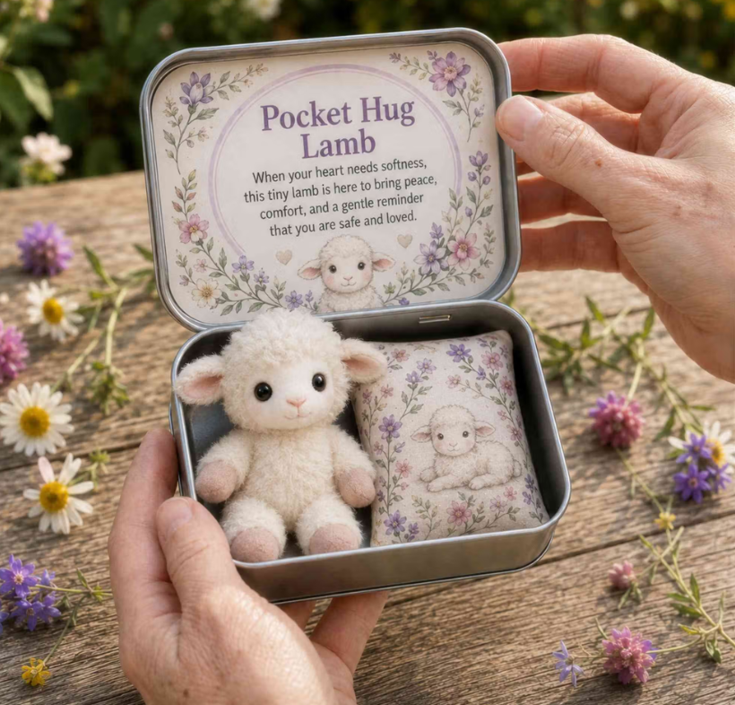 Personalized Pocket Hug Mini Plush Animal Gift Box with Name, Comfort Keepsake Tin with Cute Stuffed Animal, Heartfelt Gift for Family/Friends