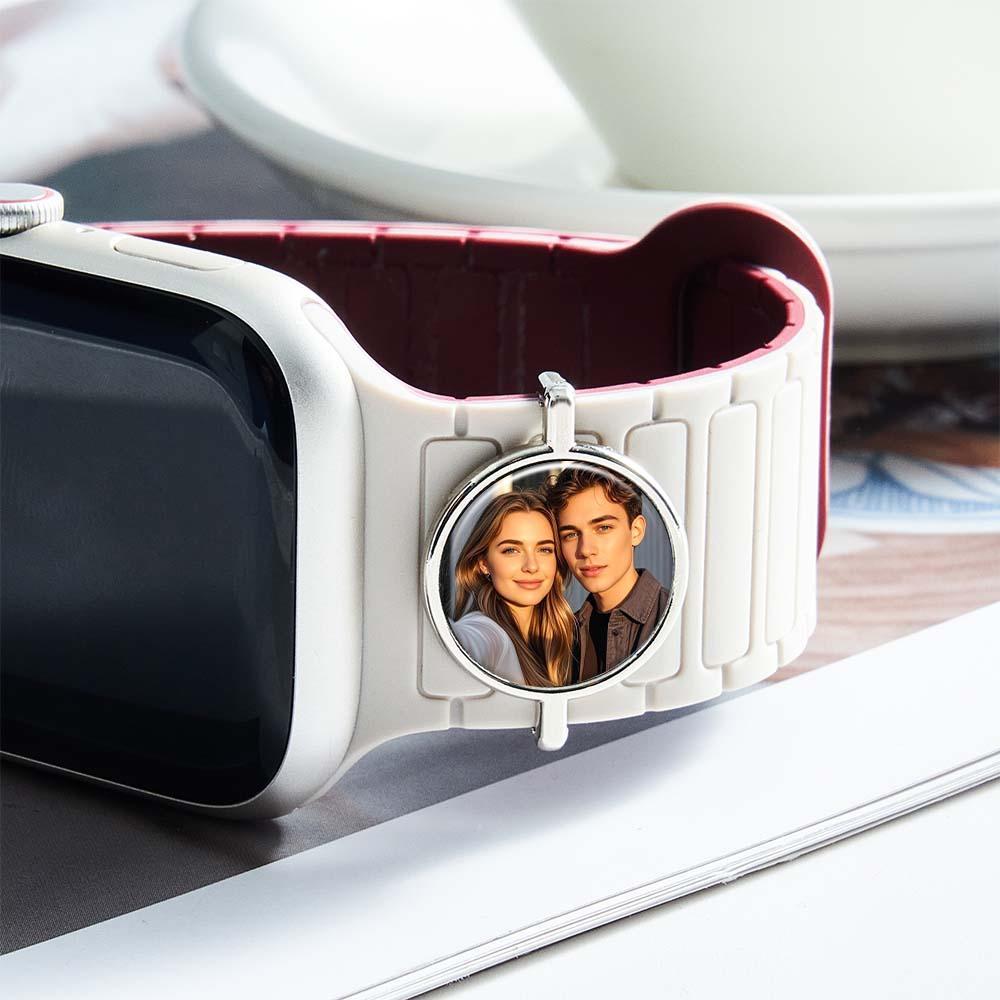 Custom Photo Engraved Watch Strap Charm - Personalized Smartwatch Beaded Accessory