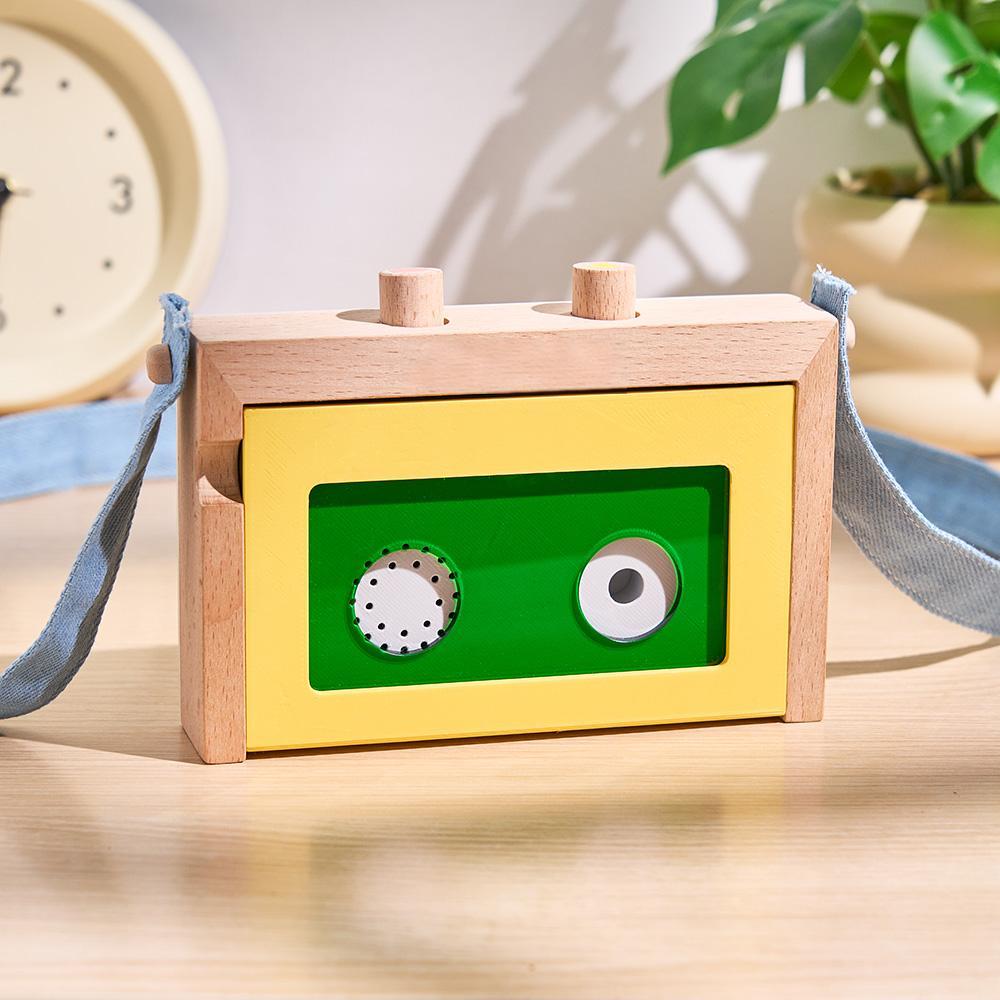 Wooden Mini Tape Recorder for Kids – Portable & Eco-Friendly Music Player with Denim Strap