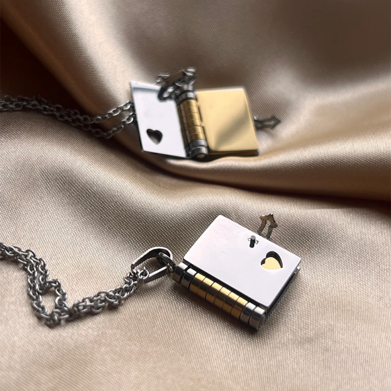 Personalised Silver Petite Book Locket Necklace Pendant Charm Message Necklace Memory Gift for Her