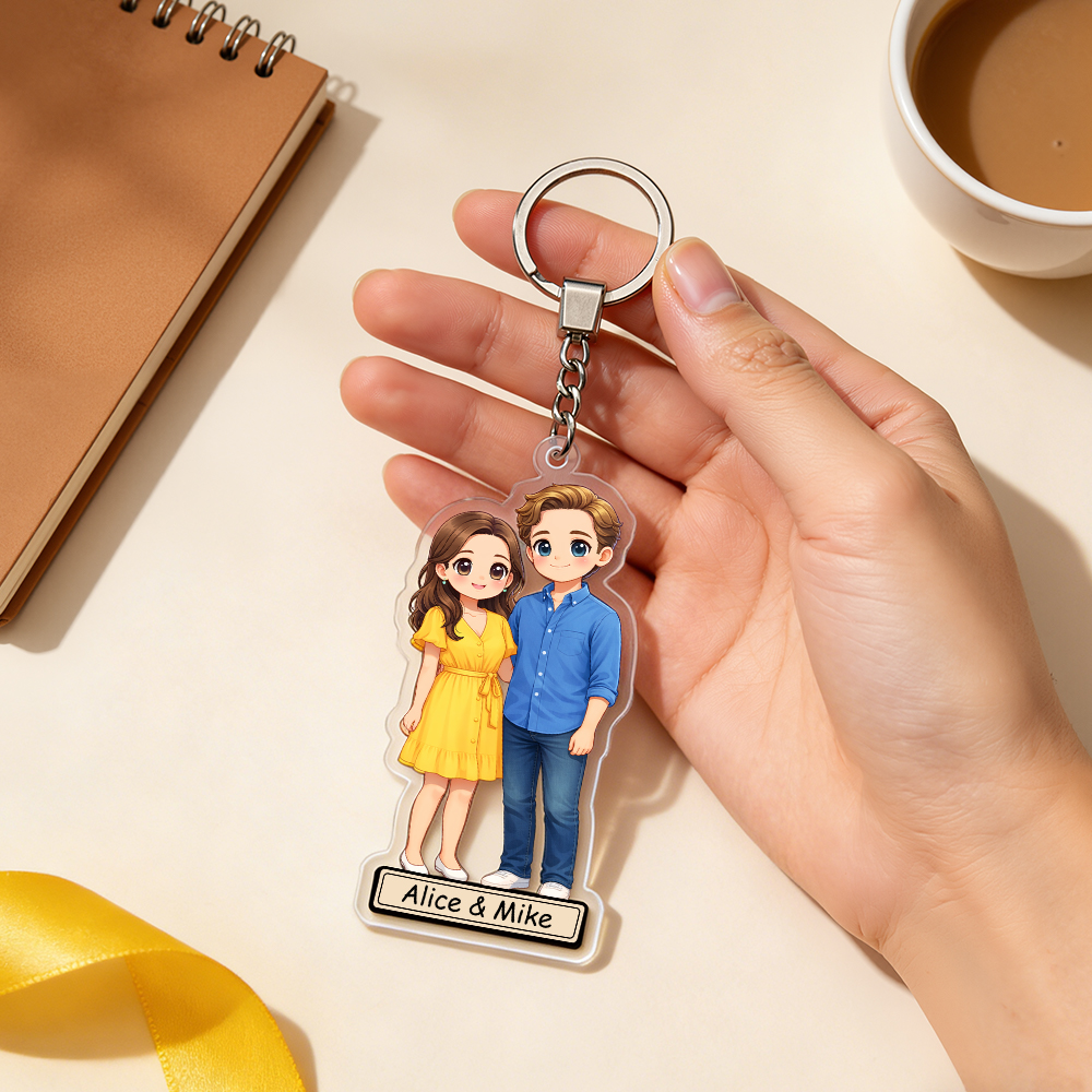 Llavero Acrílico Chibi con Nombre – Personaje de Foto Personalizado