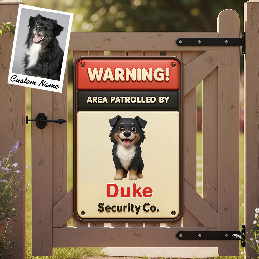 Placa Metálica de Perro Personalizada con Foto y Nombre – Security Dog