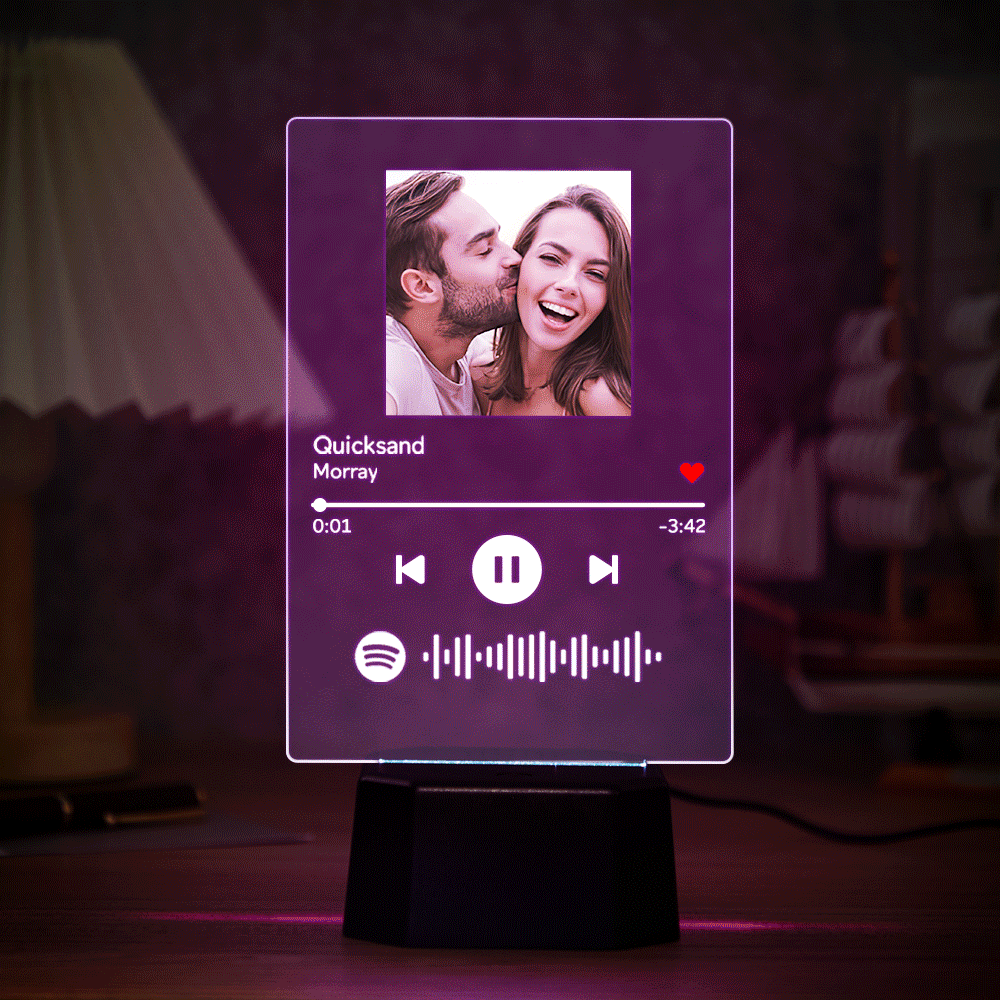 Altavoz Bluetooth Spotify Personalizado, Luz Nocturna Acrílica Con Reproductor Bluetooth Spotify De 7 Colores - CustWitES