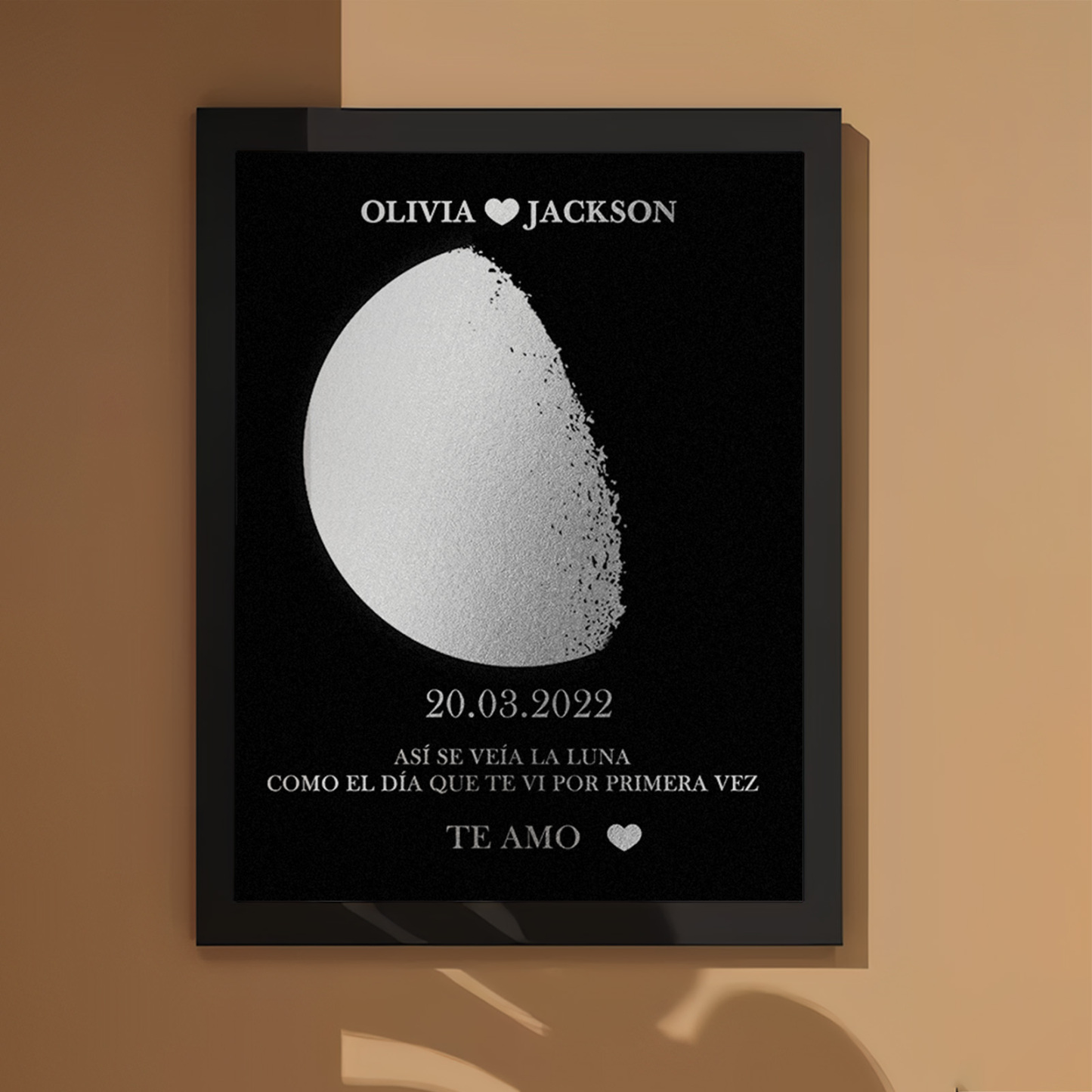 Marco De Madera Con Impresión De Fase Lunar Personalizada, Nombre Y Texto Personalizados, Regalo Familiar