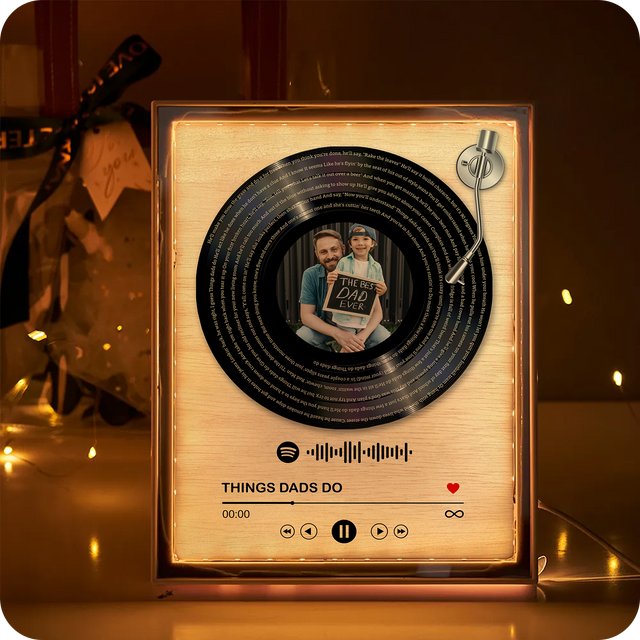 Disco De Vinilo Personalizado Con Foto, Letra Y Canción - Lámpara Led Con Marco De Espejo