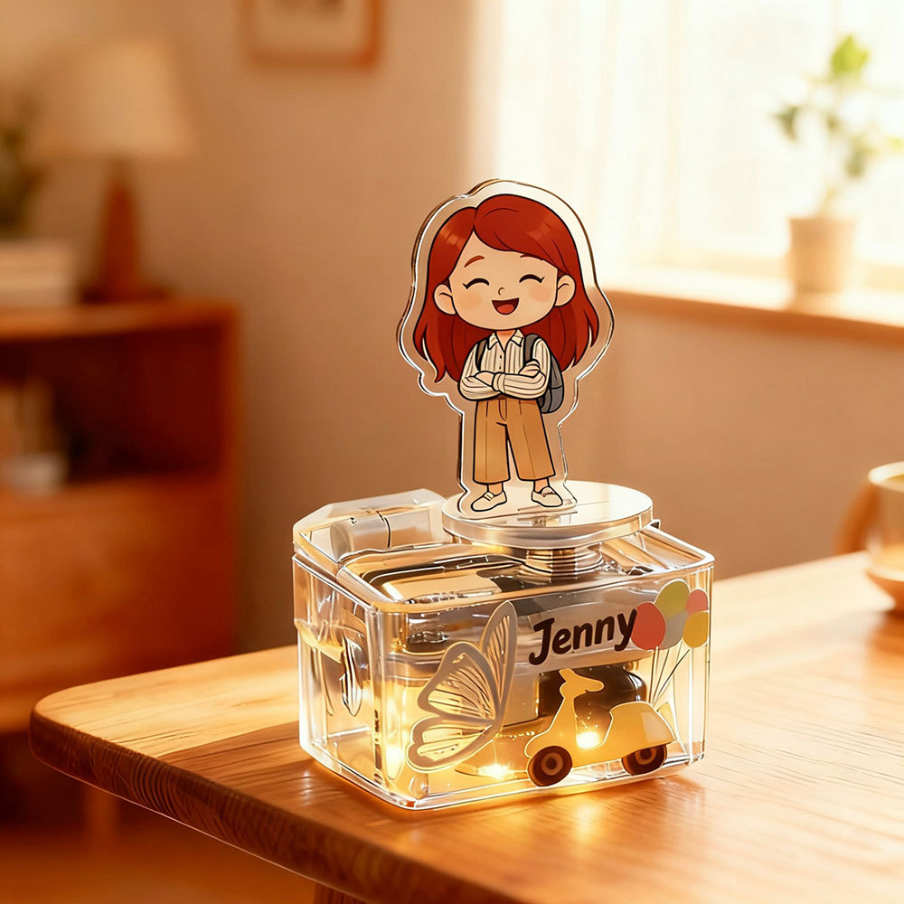 Caja de Música Personalizada – Figura en Estilo Caricatura, Regalo Único para Parejas y Familias