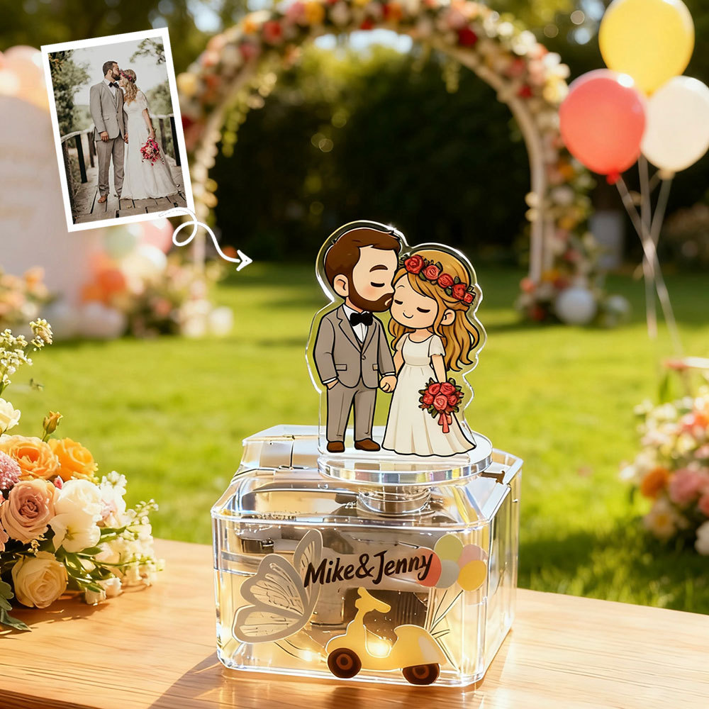 Caja de Música Personalizada – Figura en Estilo Caricatura, Regalo Único para Parejas y Familias