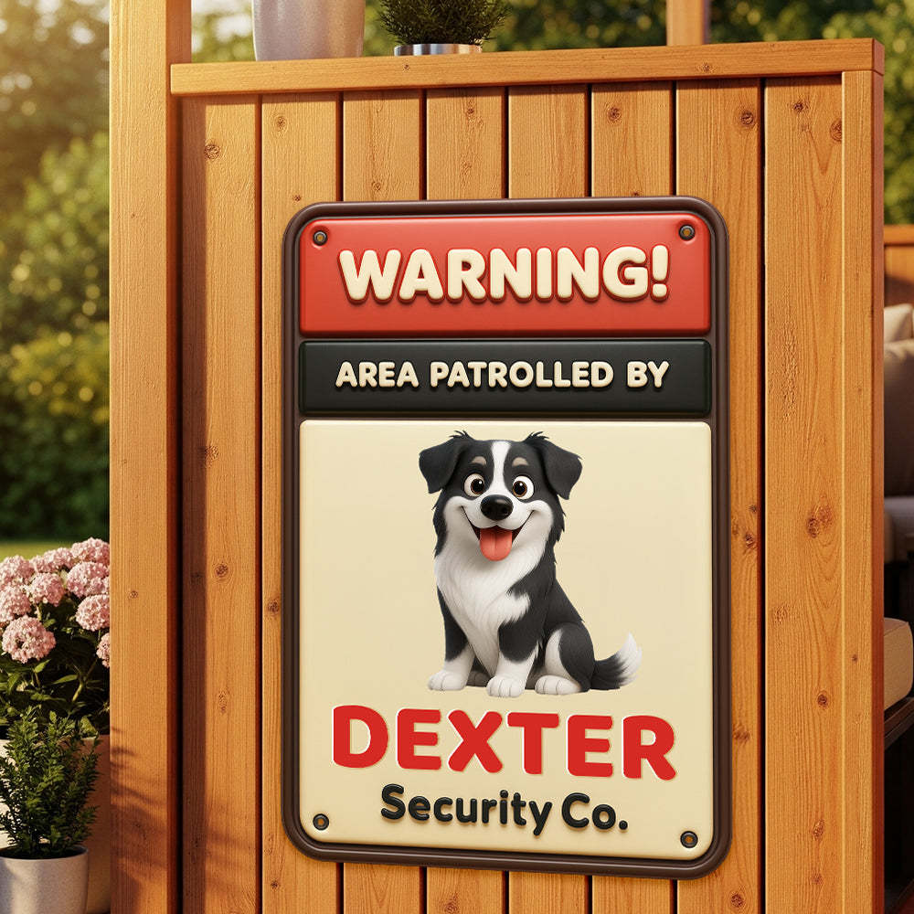Placa Metálica de Perro Personalizada con Foto y Nombre – Security Dog