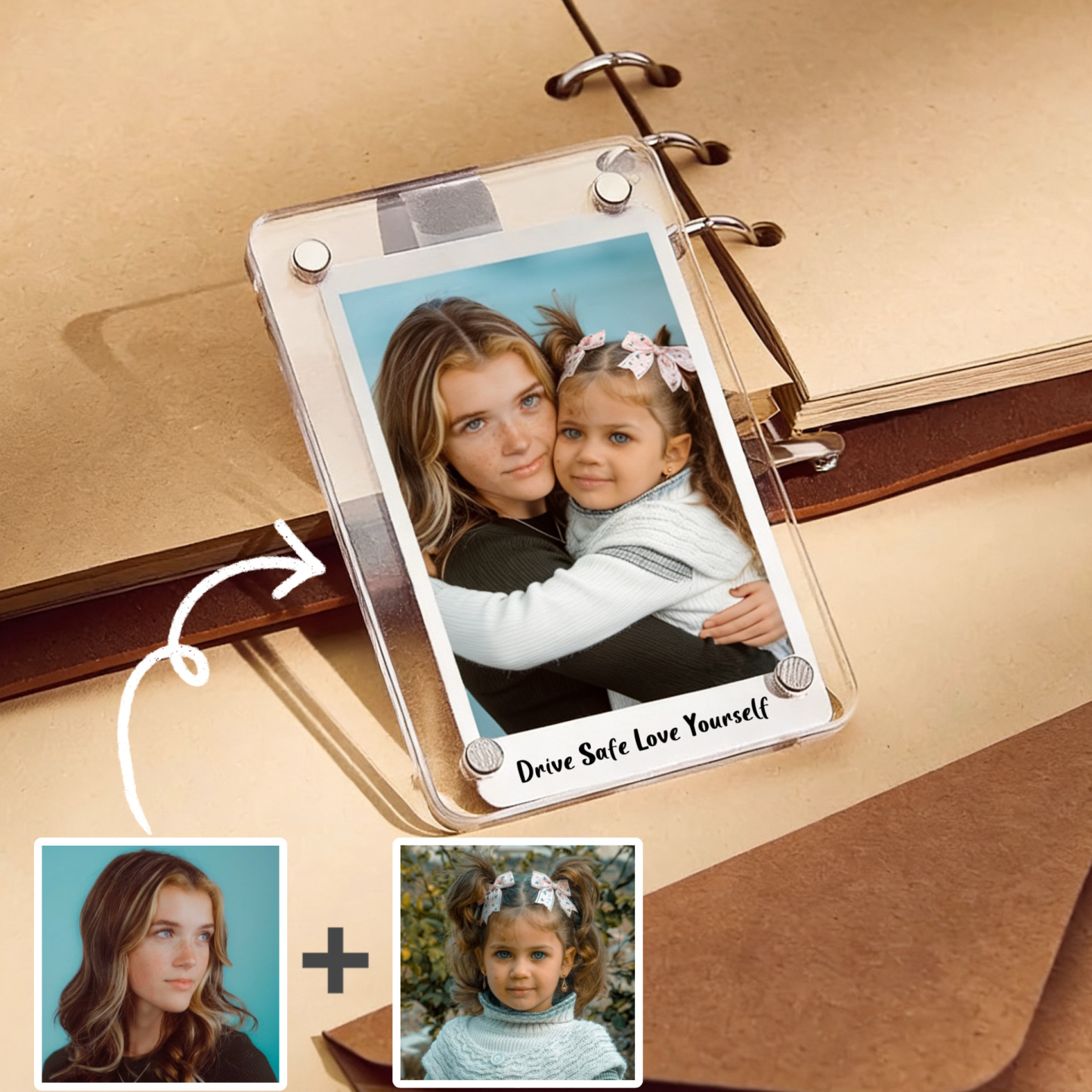 Clip Acrílico Personalizado para Visera del Coche Regalo emotivo para pareja y familia