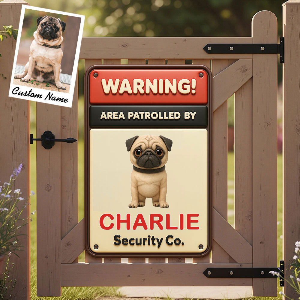 Placa Metálica de Perro Personalizada con Foto y Nombre – Security Dog