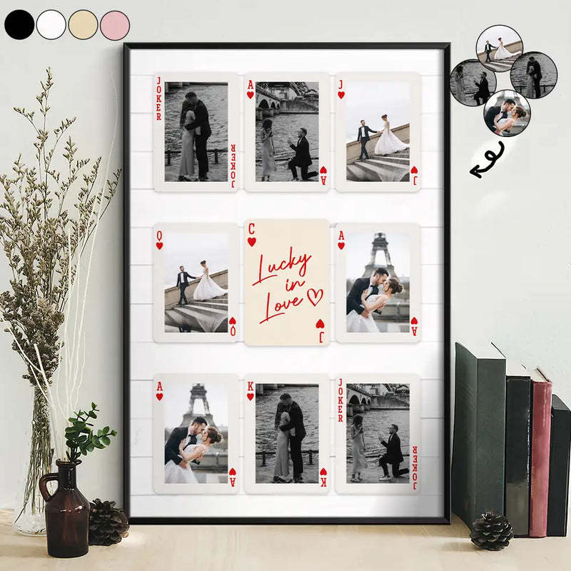 Custom Photo Playing Card Frame Couple Lucky In Love Personalized Valentines Gift