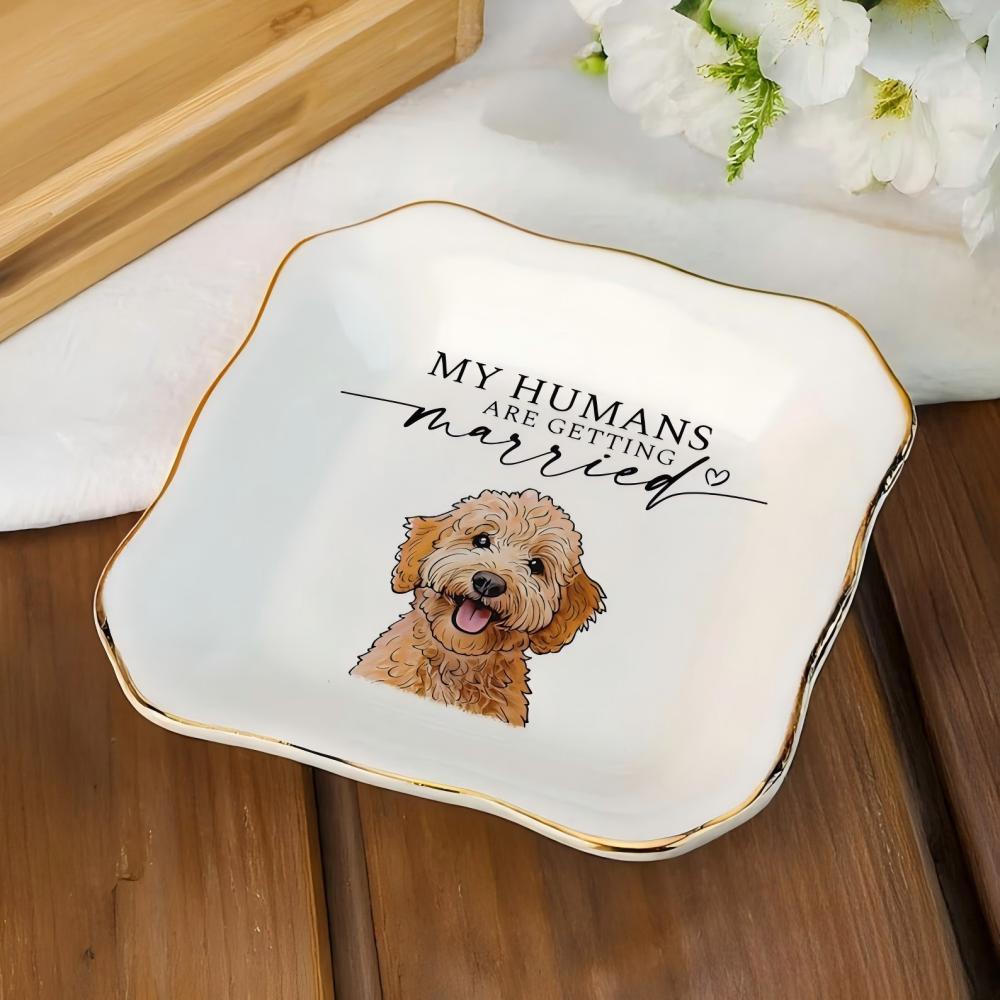 Plato para Anillos con Retrato de Mascota Personalizado – Joyero Decorativo, Regalo de Compromiso para Ella