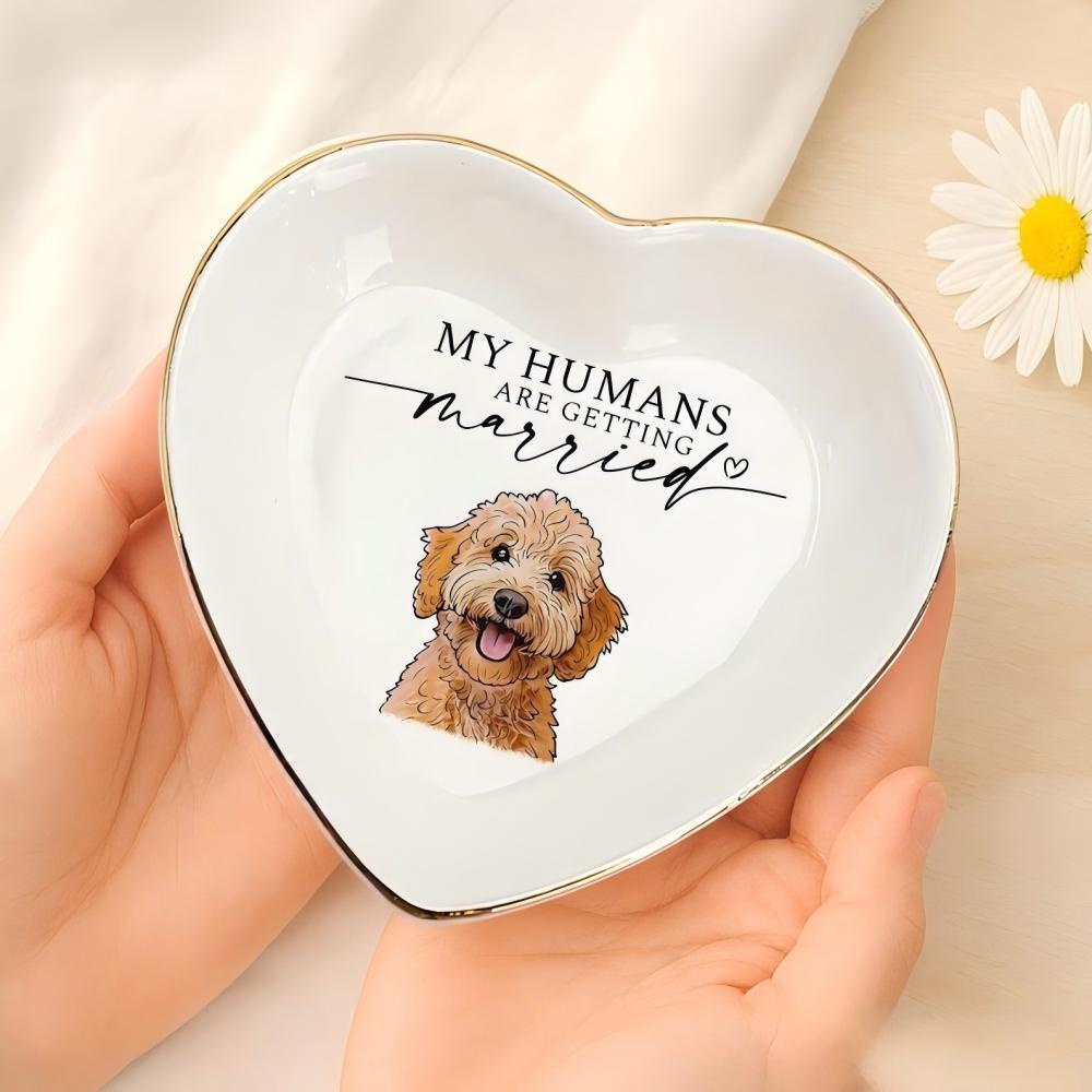 Plato para Anillos con Retrato de Mascota Personalizado – Joyero Decorativo, Regalo de Compromiso para Ella