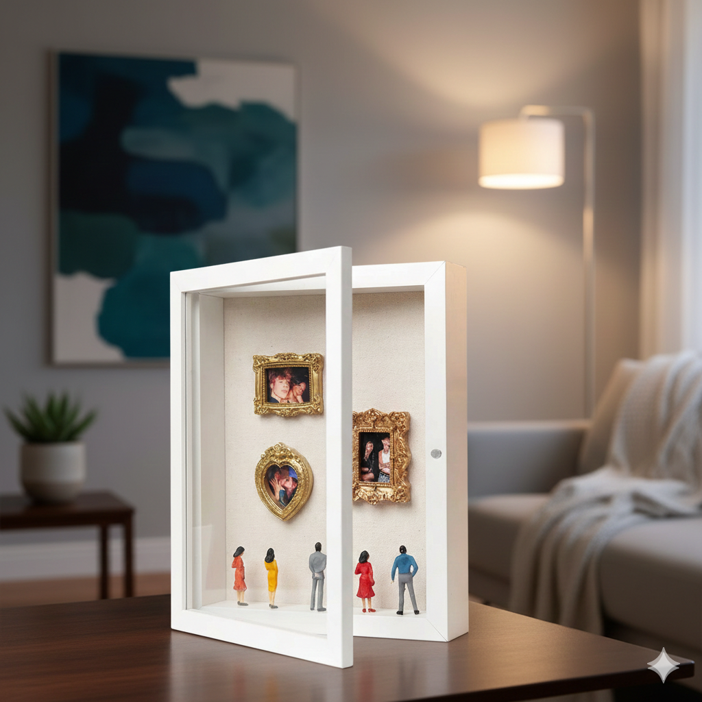 Mini Museo de Fotos Personalizado – Marco Vitrina Abatible, Regalo Romántico para Parejas