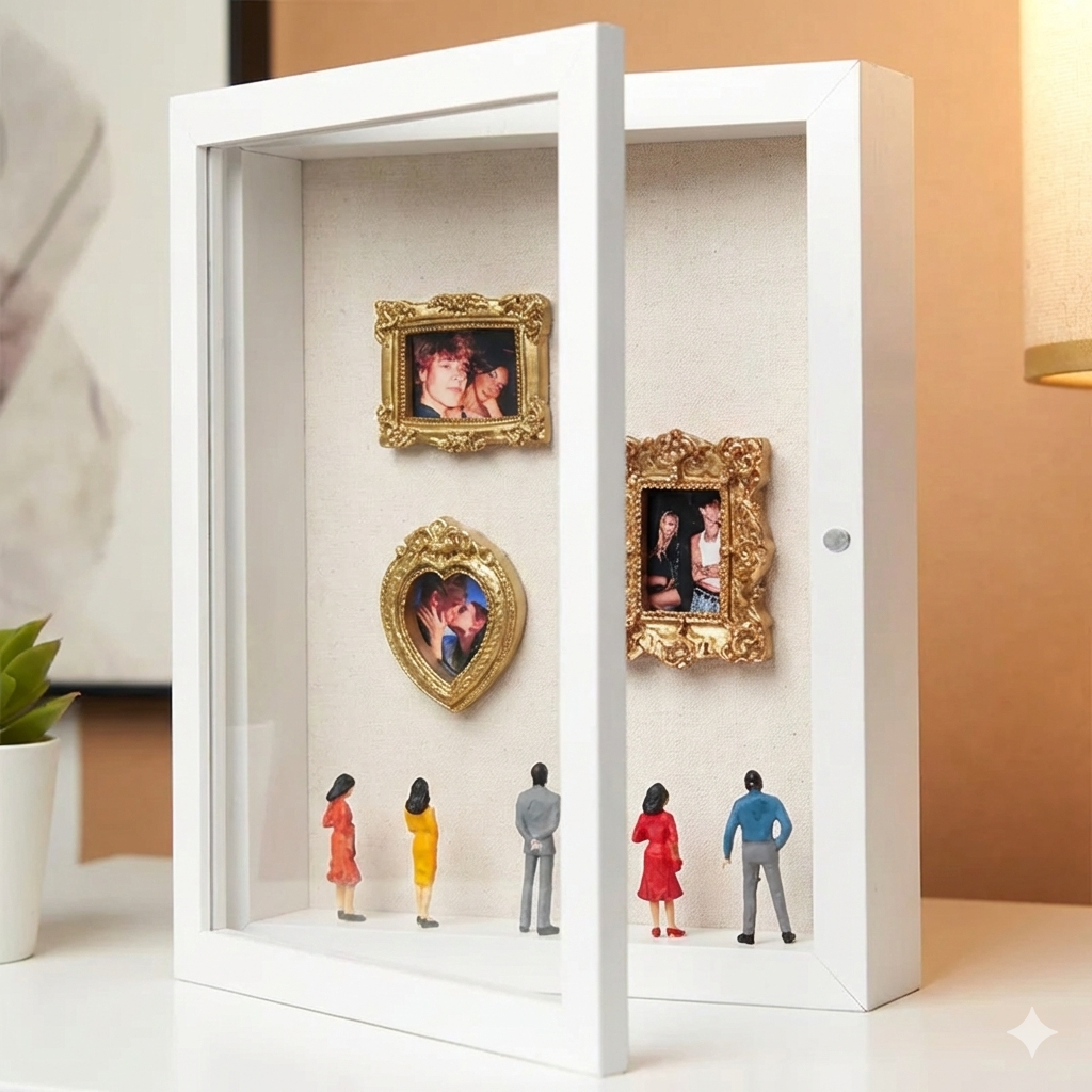 Mini Museo de Fotos Personalizado – Marco Vitrina Abatible, Regalo Romántico para Parejas