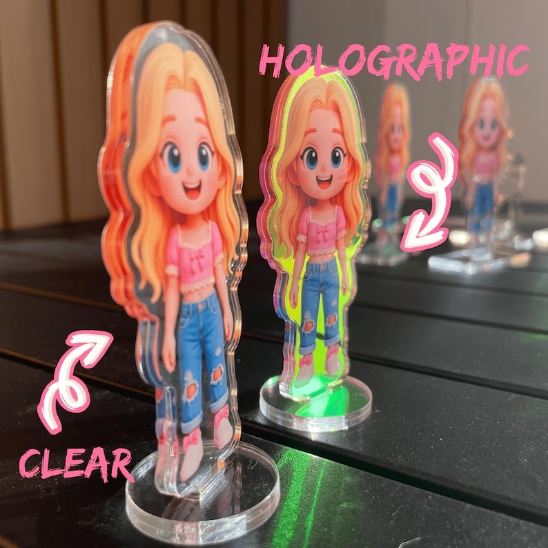 Figura Acrílica Personalizada Estilo Chibi – Standee con Foto en Estilo Cartoon, Decoración Ideal para Familia y Parejas