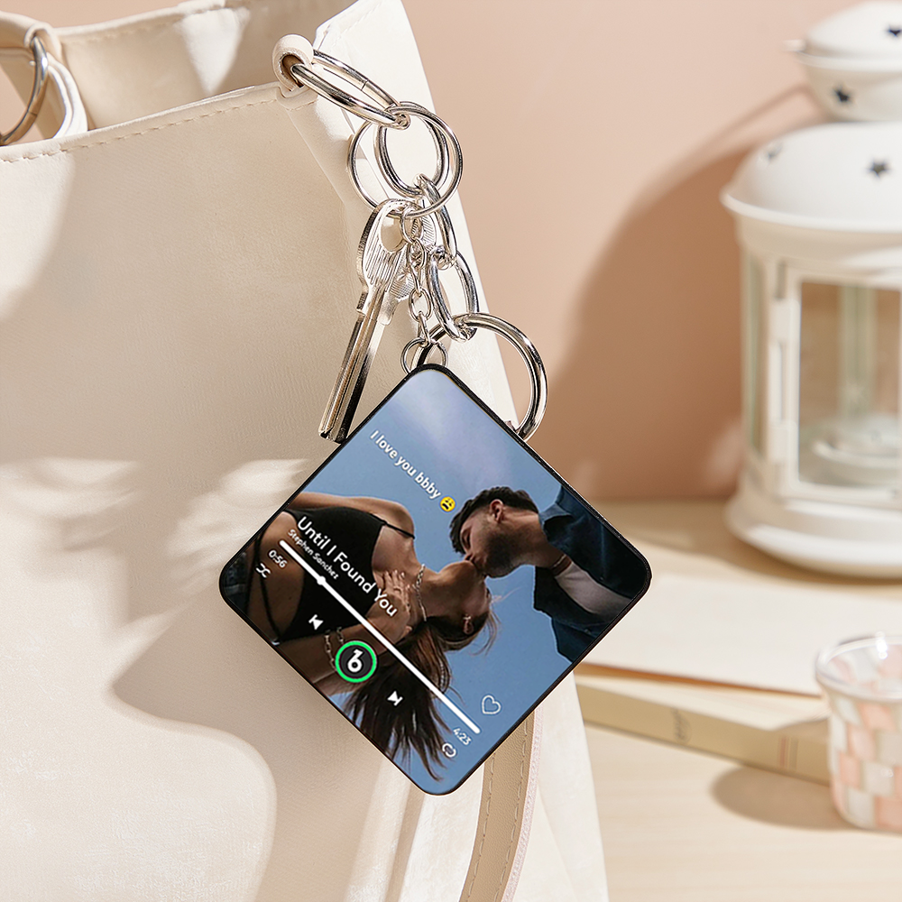 Custom Music Gift Mini Fridge Magnet Keychain Custom Photo Music Box Play Song Valentine Gift For Her Photo Music Magnet Keychain Anniversary Gifts for Couple - CustWitUK