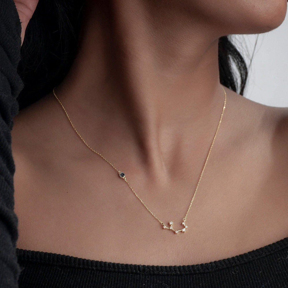 Custom Photo Zodiac Projection Necklace, Constellation Necklace, Scorpio, Sagittarius, Libra Zodiac Jewelry, Gift for He