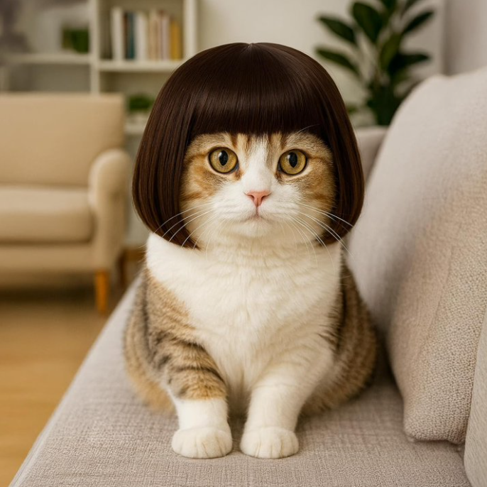 Funny Dog Wig for Small Medium Large Dogs, 7 Inches Pet Costume Elastic Cat Cosplay Wig Decoration for Christmas, Parties(Brown)