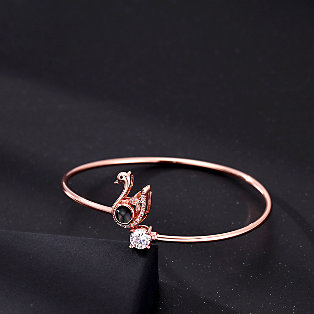 Pulsera De Proyección Personalizada Con Foto De Cisne, Regalo De Joyería Para Ella - CustWitES