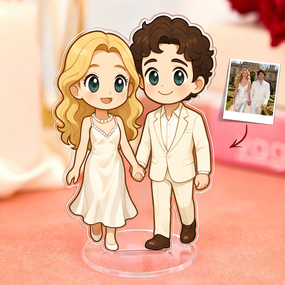 Figura Acrílica Personalizada Estilo Chibi – Standee con Foto en Estilo Cartoon, Decoración Ideal para Familia y Parejas