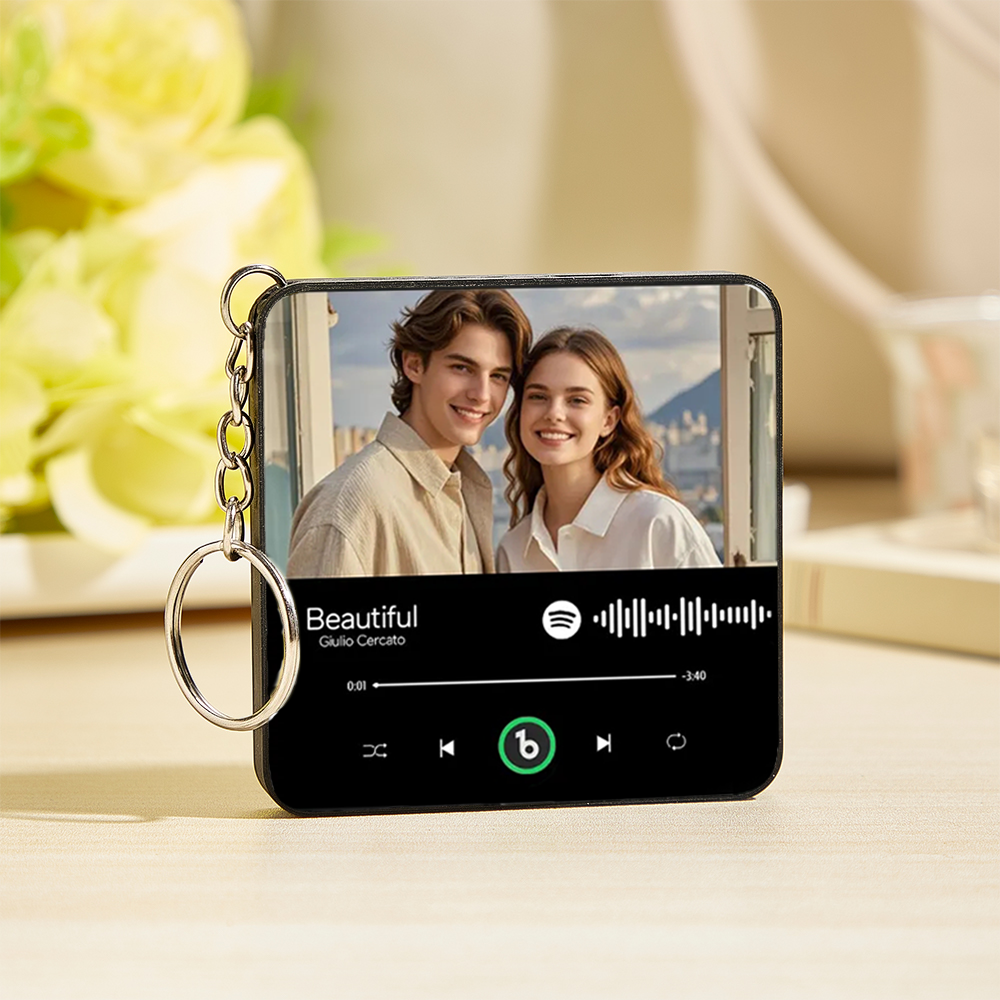 Custom Music Gift Mini Fridge Magnet Keychain Custom Photo Music Box Play Song Valentine Gift For Her Photo Music Magnet Keychain Anniversary Gifts for Couple - CustWitUK