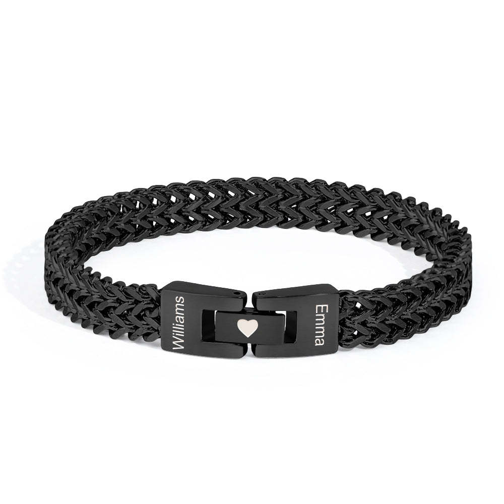 Pulsera Entrelazada Personalizada De Acero Inoxidable Para Hombre Con Nombres Grabados, Regalo Para Él - CustWitES