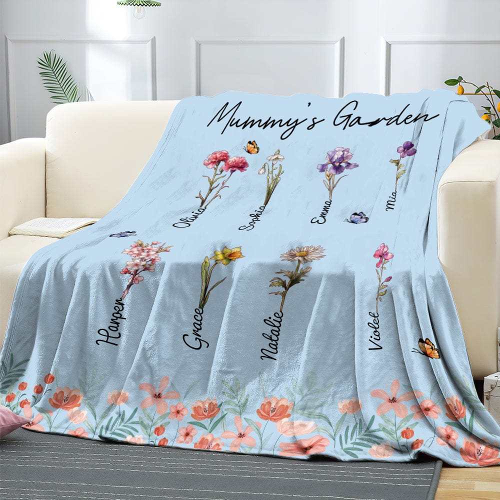Manta Personalizada Para Abuela Y Mamá, Manta De Jardín Personalizada Con Flores Para El Mes De Nacimiento, Regalo Cálido Para Mamá - CustWitES