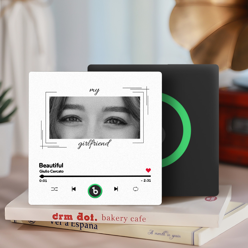 Custom Eyes and Name Music Fridge Magnet and Photo with Frame Music Wall Photo Sticker Music Movement That Can Be Played Best Gifts for Her - CustWitUK