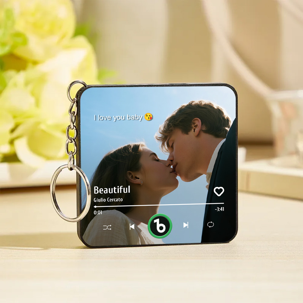 Custom Music Gift Mini Fridge Magnet Keychain Custom Photo Music Box Play Song Valentine Gift For Her Photo Music Magnet Keychain Anniversary Gifts for Her - CustWitUK