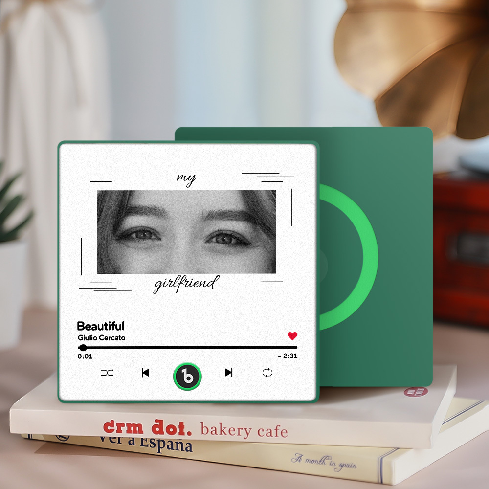 Custom Eyes and Name Music Fridge Magnet and Photo with Frame Music Wall Photo Sticker Music Movement That Can Be Played Best Gifts for Her - CustWitUK