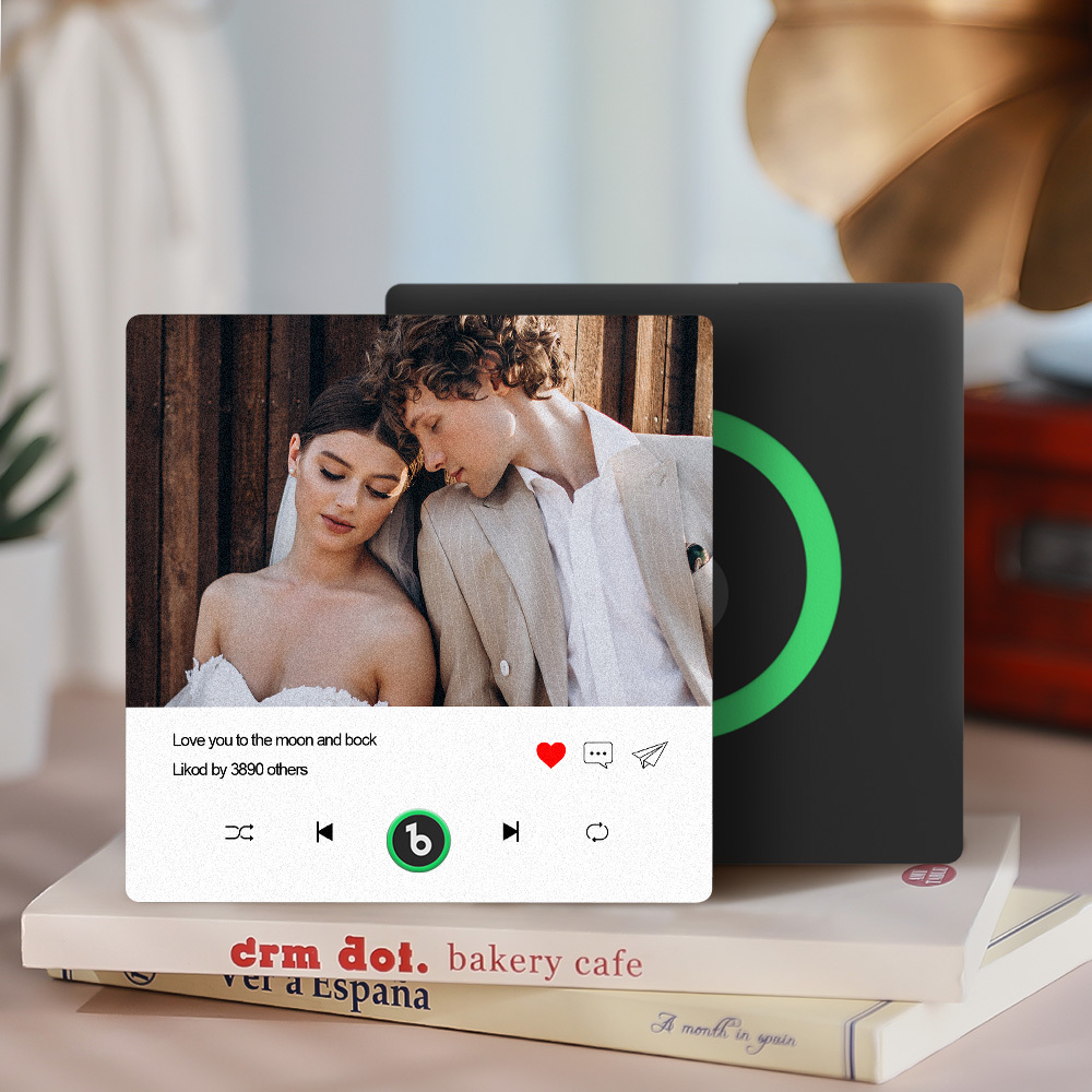 Custom Photo and Text Music Fridge Magnet with Colorful Frame Music Wall Photo Sticker Music Movement That Can Be Played - CustWitUK