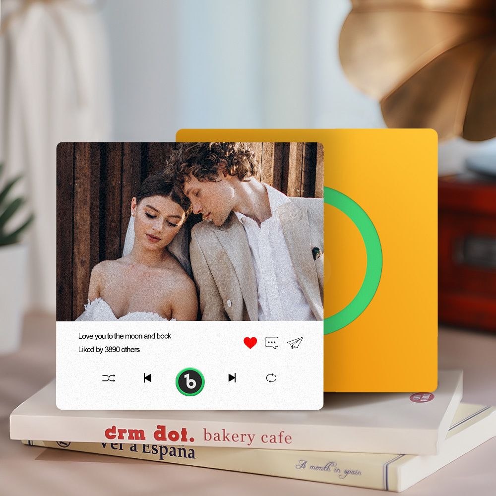 Custom Photo and Text Music Fridge Magnet with Colorful Frame Music Wall Photo Sticker Music Movement That Can Be Played - CustWitUK