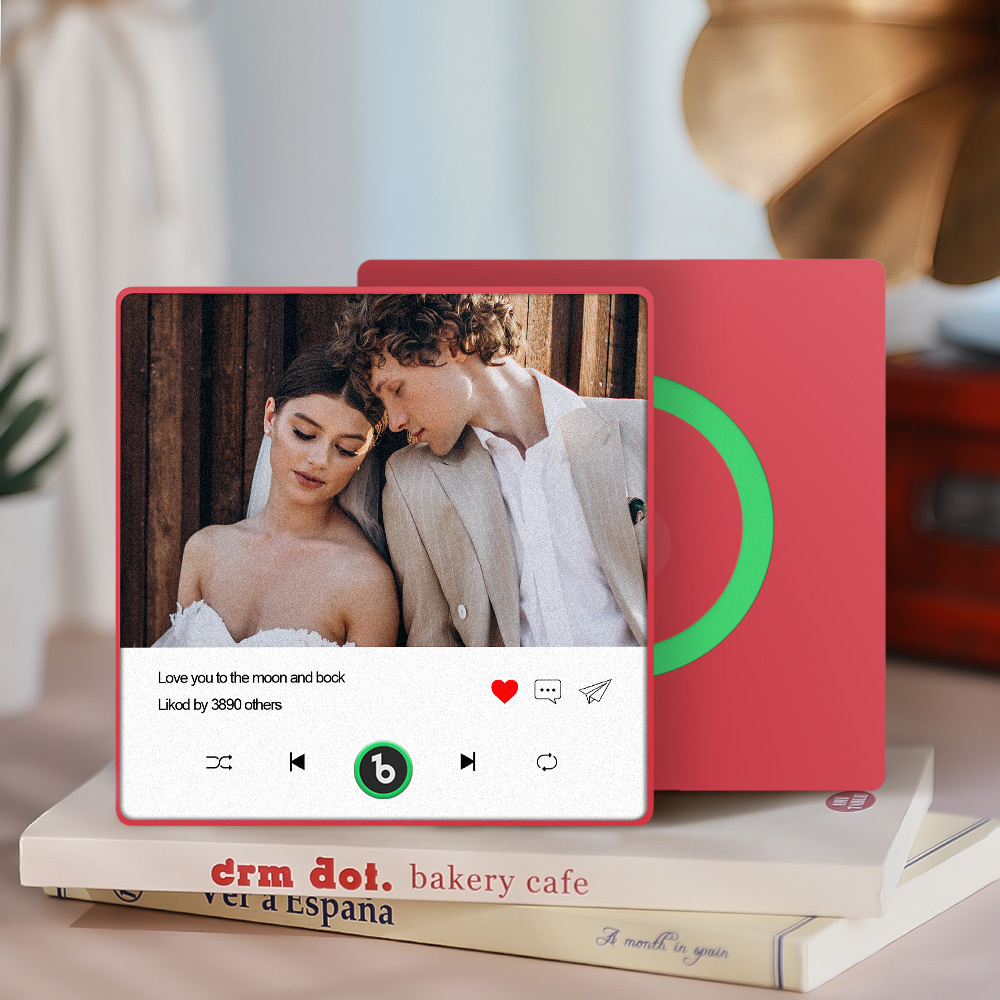 Custom Photo and Text Music Fridge Magnet with Colorful Frame Music Wall Photo Sticker Music Movement That Can Be Played - CustWitUK