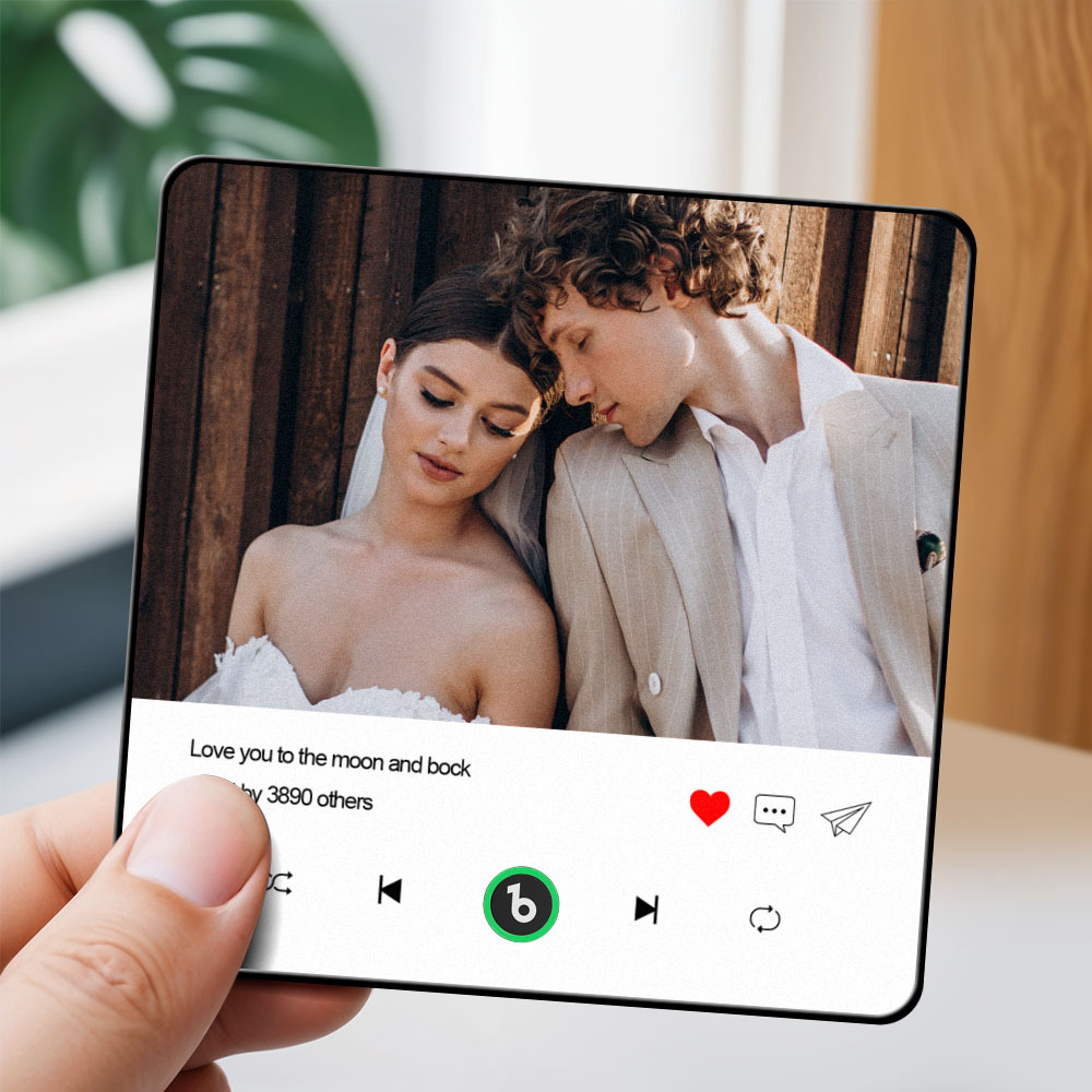 Custom Photo and Text Music Fridge Magnet with Colorful Frame Music Wall Photo Sticker Music Movement That Can Be Played - CustWitUK