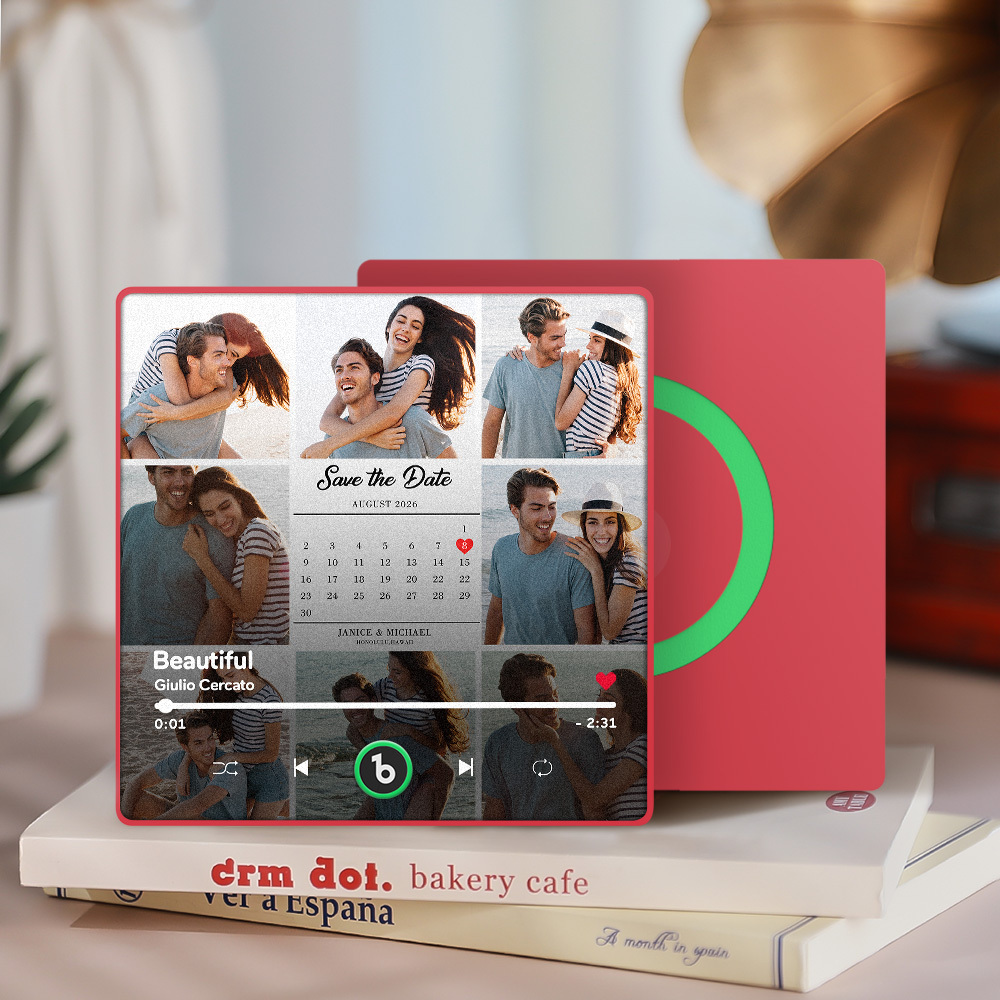 Custom Photo and Calendar Music Fridge Magnet Custom Text Frame Music Wall Photo Sticker Music Movement That Can Be Played Gifts for Anniversary - CustWitUK