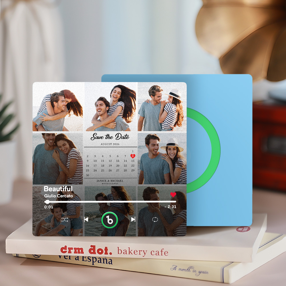 Custom Photo and Calendar Music Fridge Magnet Custom Text Frame Music Wall Photo Sticker Music Movement That Can Be Played Gifts for Anniversary - CustWitUK