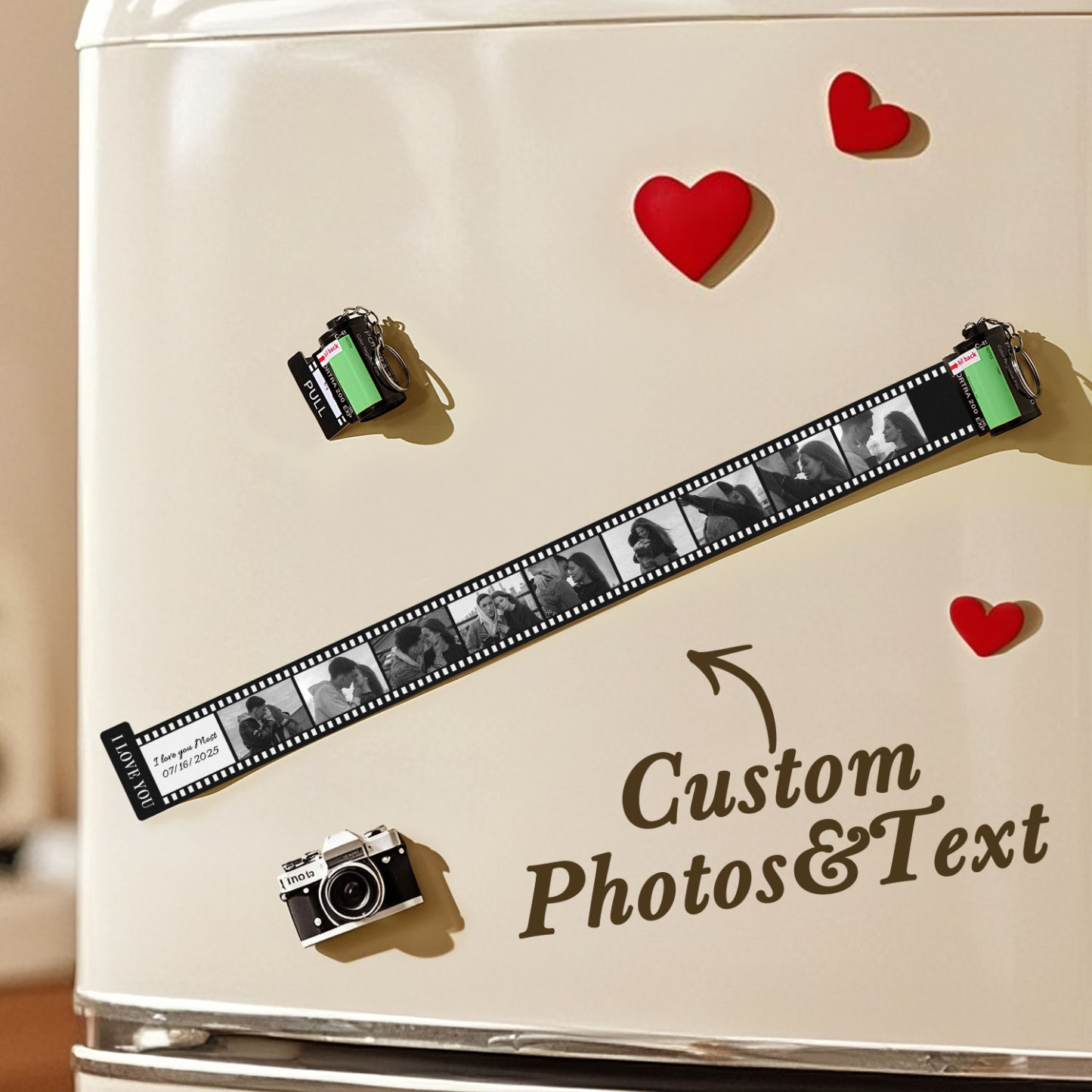 Custom Film Roll Fridge Magnet – Personalized Photo Gift for Couples or Family