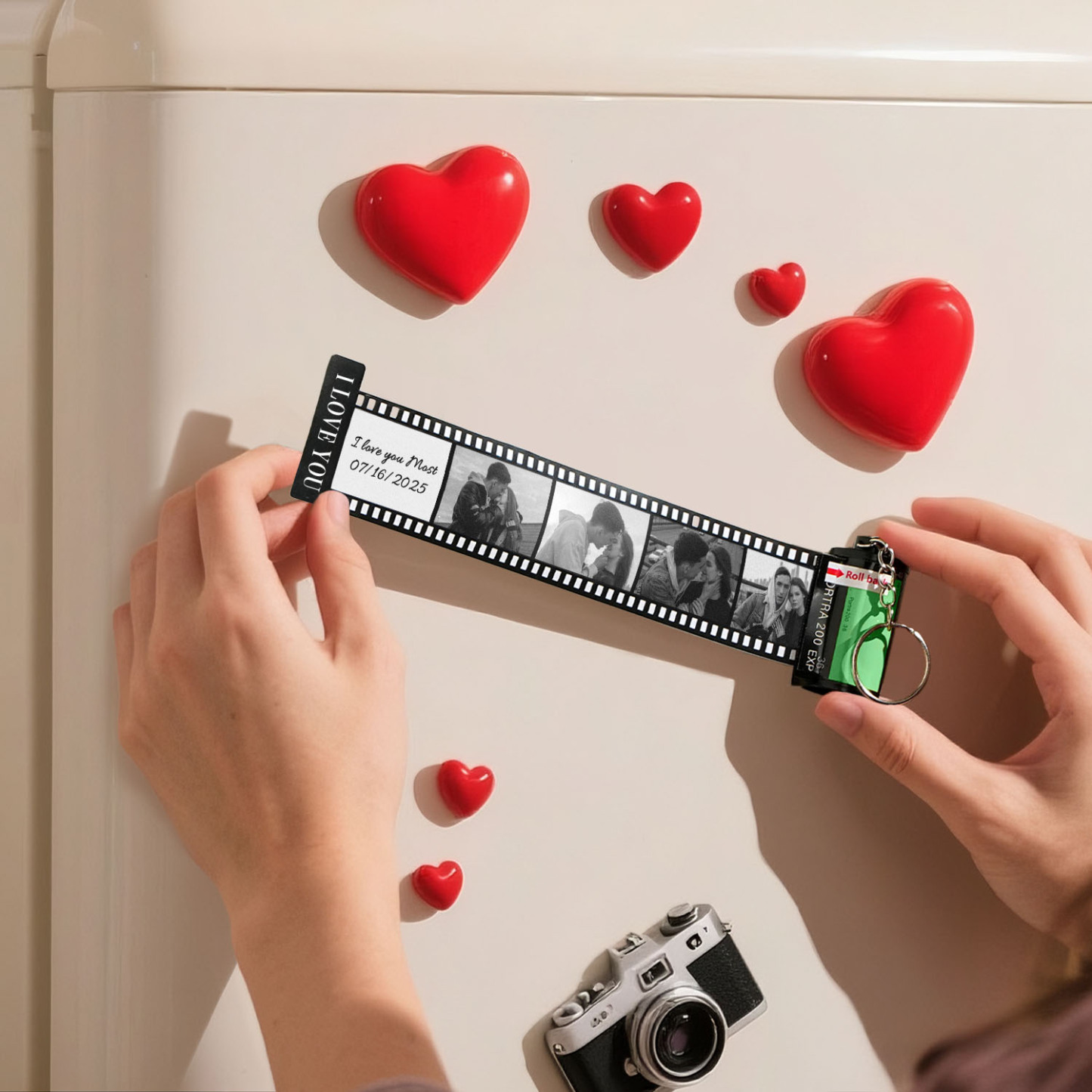 Custom Film Roll Fridge Magnet – Personalized Photo Gift for Couples or Family